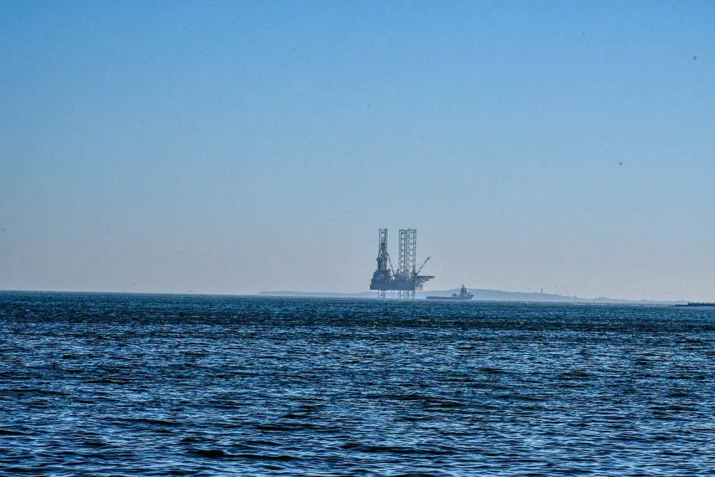 An oil platform on the Caspian Sea